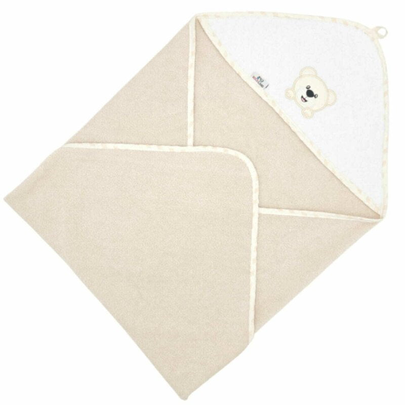 Prosop de baie, Bocioland, Cu gluga, 100% bumbac, 100x100 cm, Teddy Bear, Sand