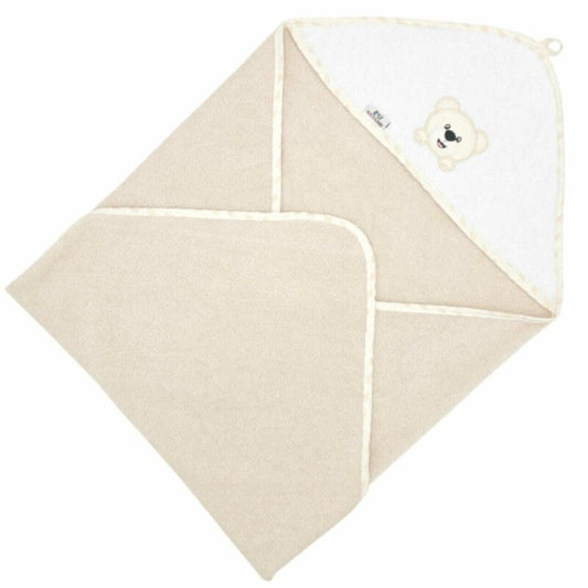 Prosop de baie, Bocioland, Cu gluga, 100% bumbac, 100x100 cm, Teddy Bear, Sand
