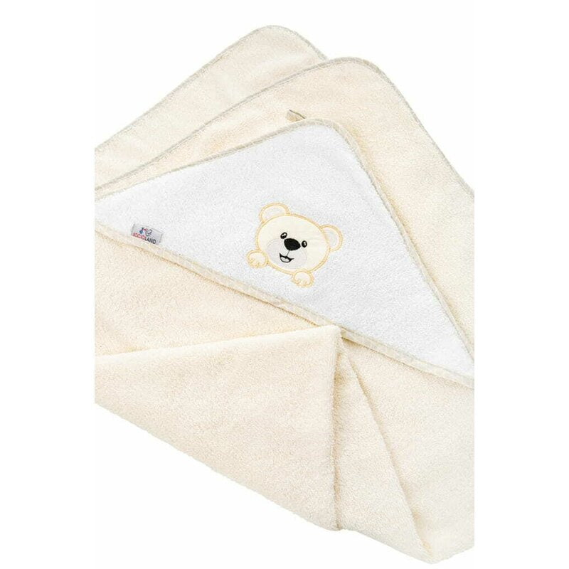 Prosop de baie, Bocioland, Cu gluga, 100% bumbac, 80x80 cm, Teddy Bear, Beige