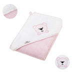 Prosop de baie Bocioland cu gluga, Teddy Bear, Pink