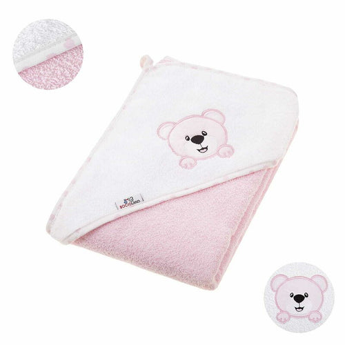 Prosop de baie Bocioland cu gluga, Teddy Bear, Pink