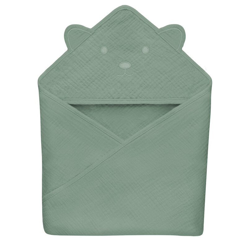 Prosop de baie cu glugă din muselină Lionelo Verde