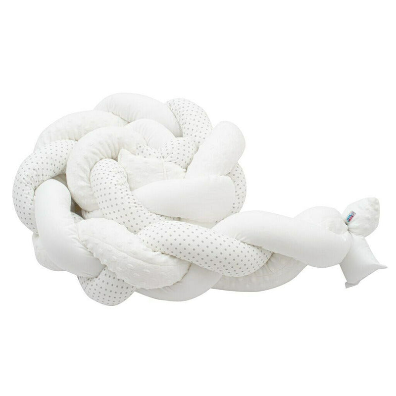 Aparatoare impletita New Baby Minky Dot 210 cm, Alb si gri – împletitura strânsă în cerc