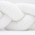 Aparatoare impletita New Baby Minky Dot 210 cm, Alb si gri – detaliu al bulinelor și texturii Minky