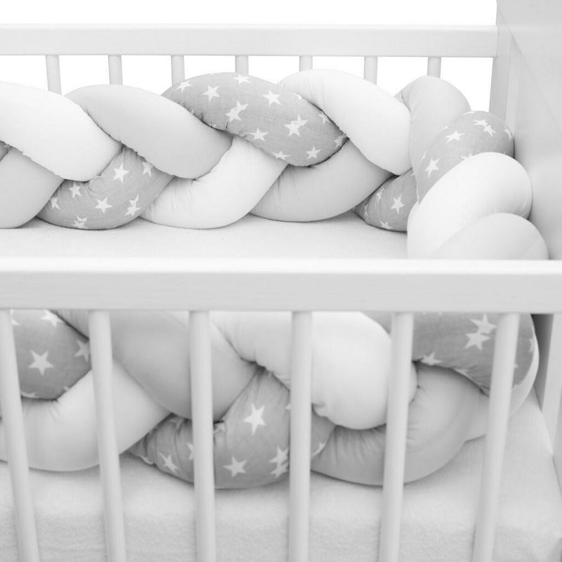 Aparatoare impletita New Baby Stars 210 cm, Gri si alb – detalii ale împletiturii și prinderii