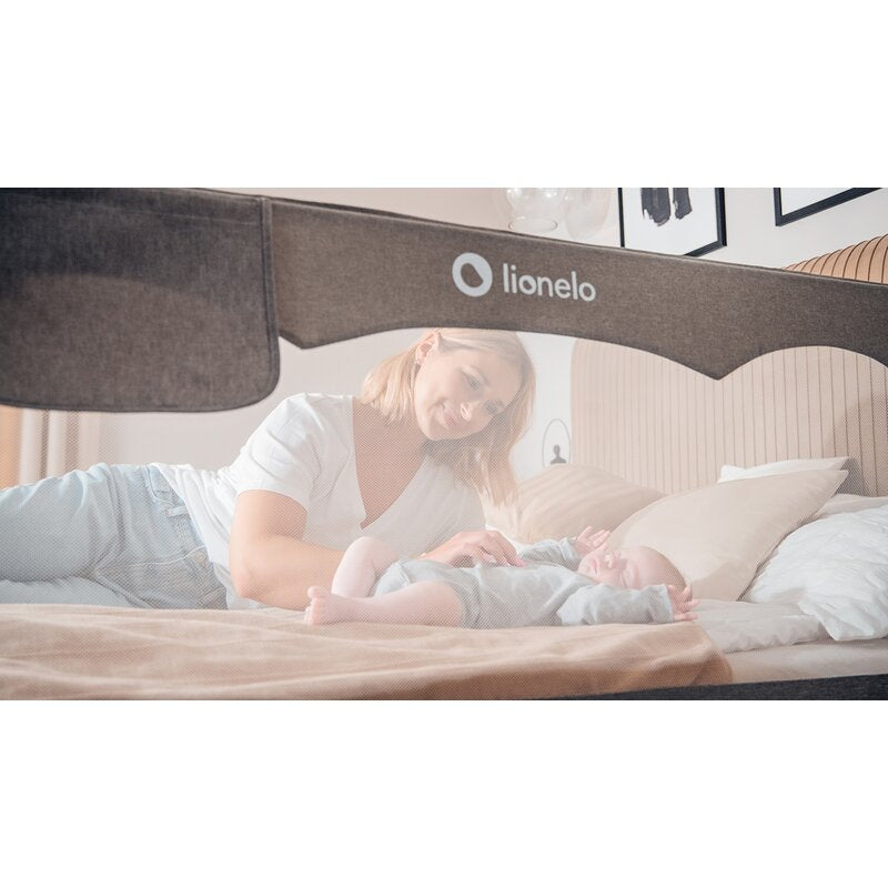 Protectie laterala pat, Lionelo, Hanna, Cu buzunar accesorii, 150x66 cm, Conform cu standardul european de securitate BS7072, Bej