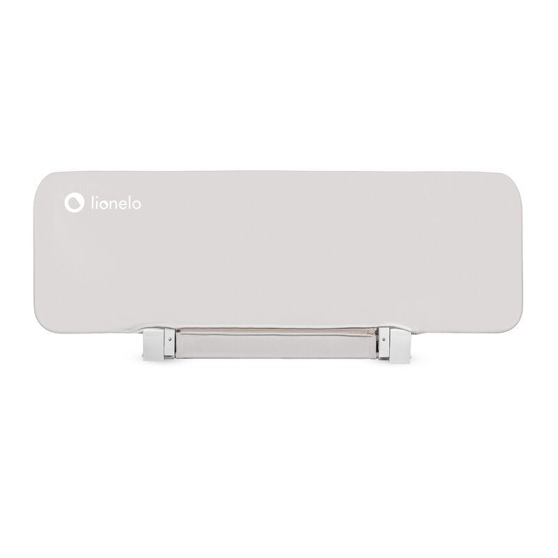Protectie laterala pat, Lionelo, Lora, Pliabila, Sistem de blocare StandSafe, Geanta de transport inclusa, 105 x 45 cm, Bej
