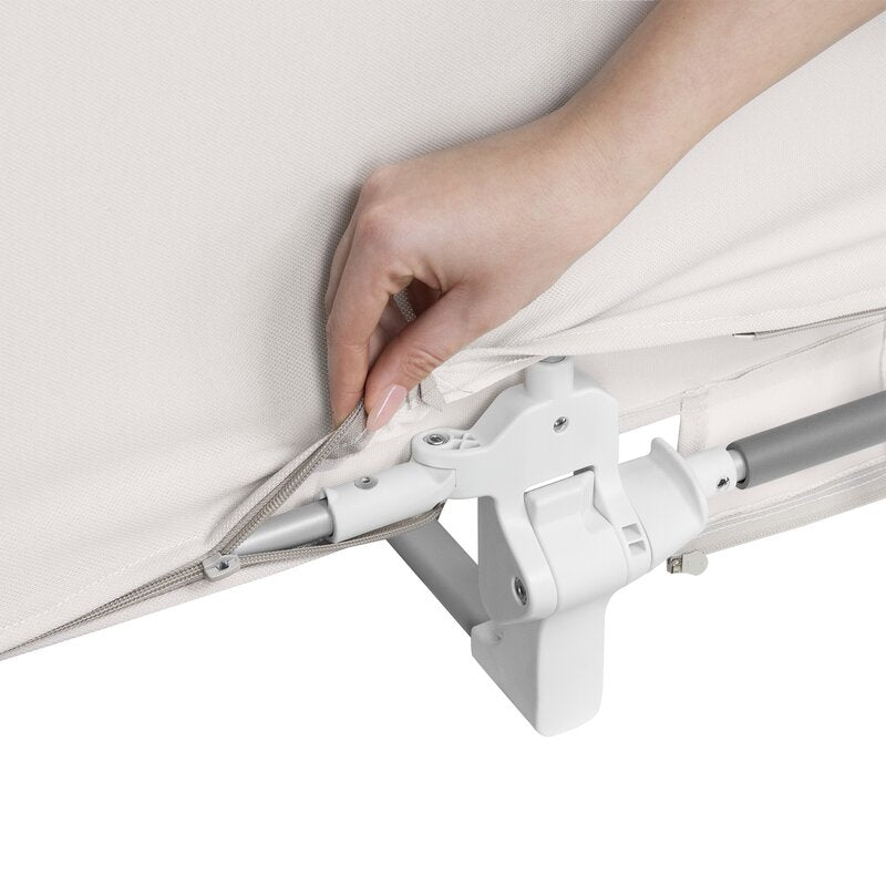 Protectie laterala pat, Lionelo, Lora, Pliabila, Sistem de blocare StandSafe, Geanta de transport inclusa, 105 x 45 cm, Bej