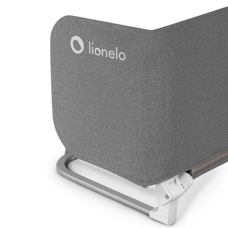 Protectie laterala pat, Lionelo, Lora, Pliabila, Sistem de blocare StandSafe, Geanta de transport inclusa, 105 x 45 cm, Gri