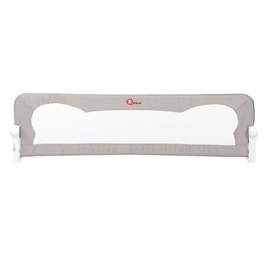 Protectie laterala pat, Qmini, Rhea, 150 x 42 cm, Inaltimea 42 cm, Instalare usoara, Cu inclinare la 180 grade, Grey