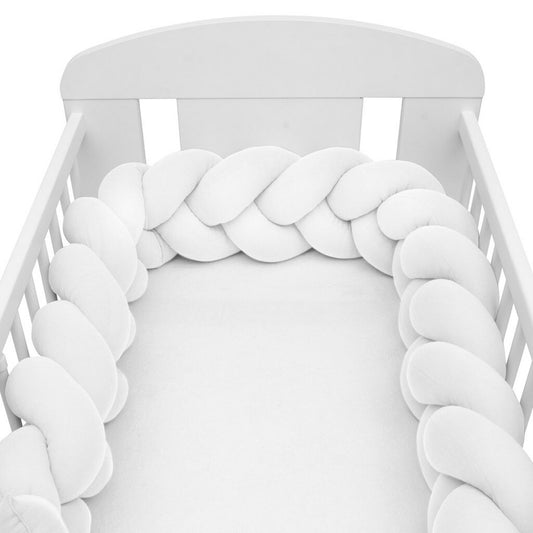 Protecție Laterală pentru Pătuț New Baby Bumper Împletit 210 cm din Muselină | Oeko-Tex Standard 100 | White