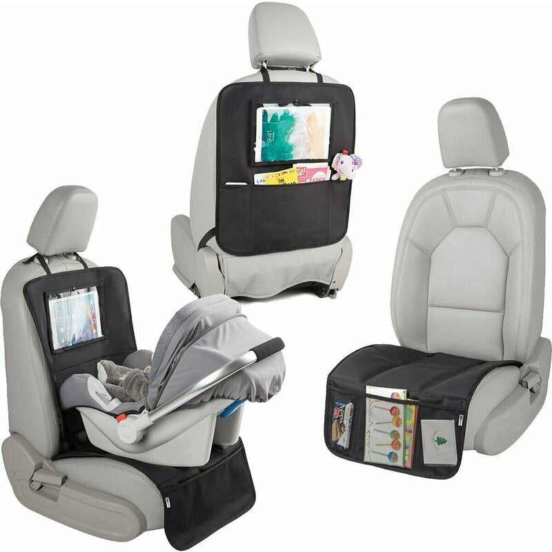 Protectie scaun auto, FreeON, Bancheta si spatar, Cu organizator, 3 in 1, Dimensiune 123x48.5 cm, Negru