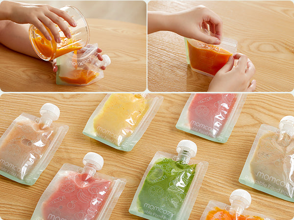 Pungi Alimentare Reutilizabile Momcozy 100 ml Set 10 Bucati Fara BPA Stand-Up