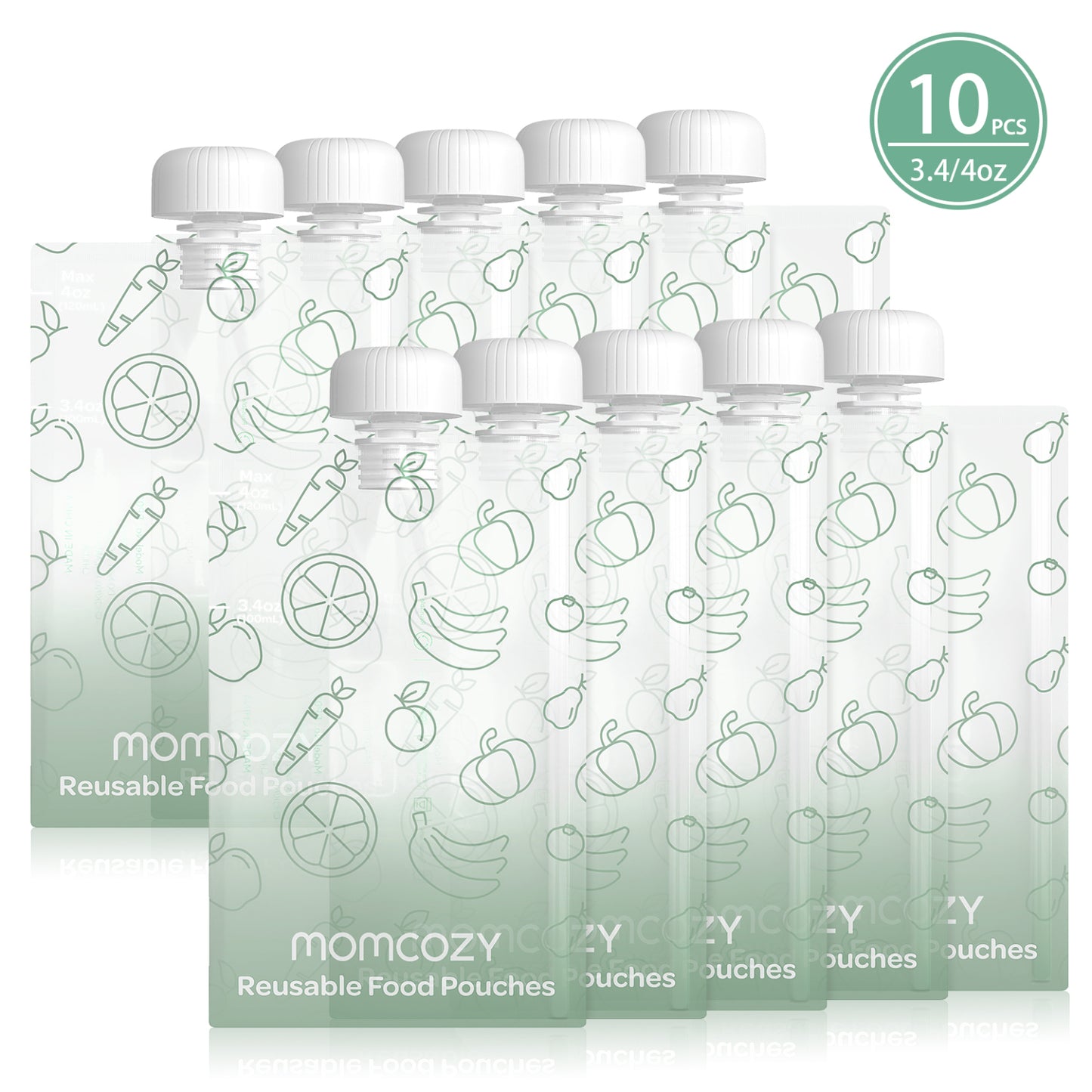 Pungi Alimentare Reutilizabile Momcozy 100 ml Set 10 Bucati Fara BPA Stand-Up