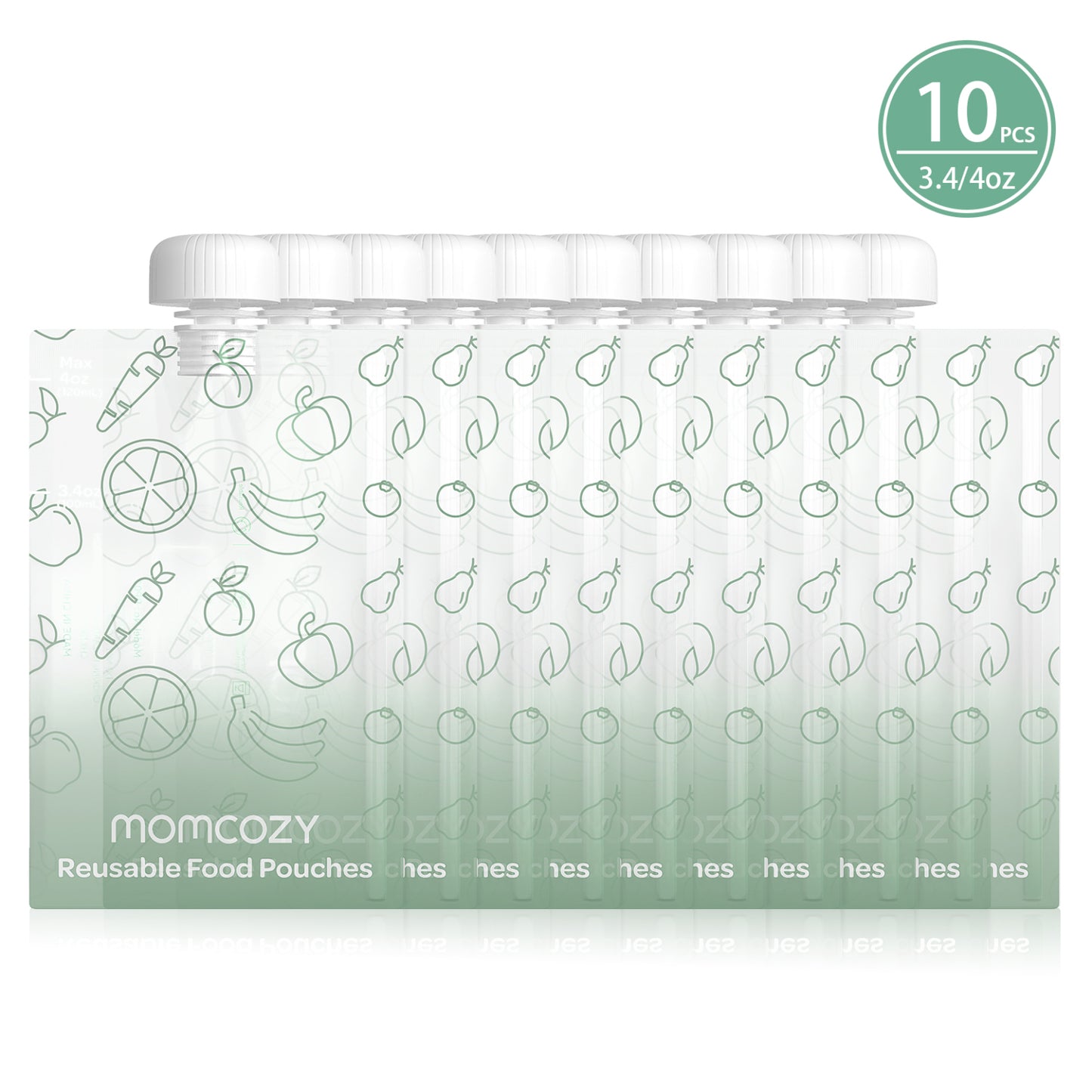 Pungi Alimentare Reutilizabile Momcozy 100 ml Set 10 Bucati Fara BPA Stand-Up