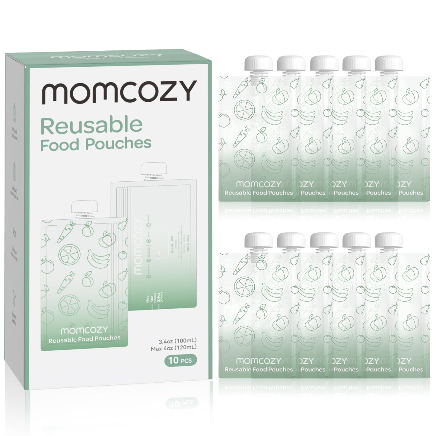 Pungi Alimentare Reutilizabile Momcozy 100 ml Set 10 Bucati Fara BPA Stand-Up