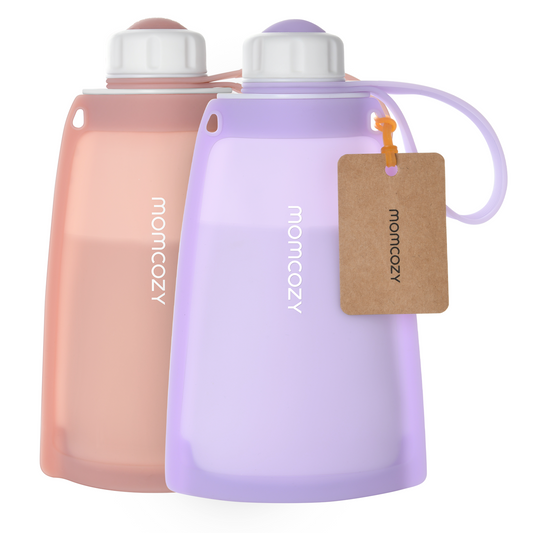 Pungi Depozitare Lapte Matern Silicon Momcozy Set 2 buc Purple Red Fara BPA 250 ml