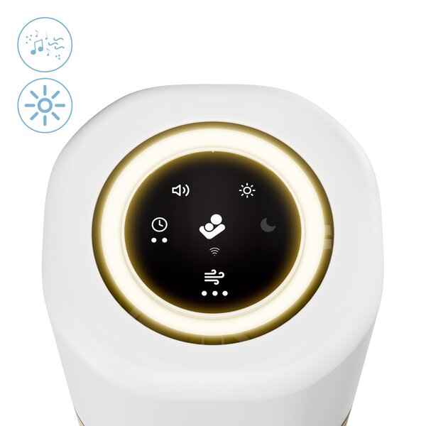 Purificator de Aer 3-in-1 Maxi-Cosi Clean, Filtru HEPA 13, Lampă de Noapte, Sunete Liniștitoare, Alb