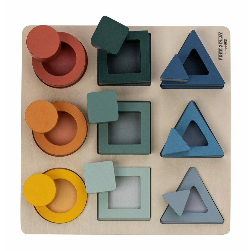 Puzzle cu sortare forme din lemn Free2Play