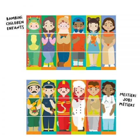 Puzzle Quercetti Tubo Mix  Match Meserii