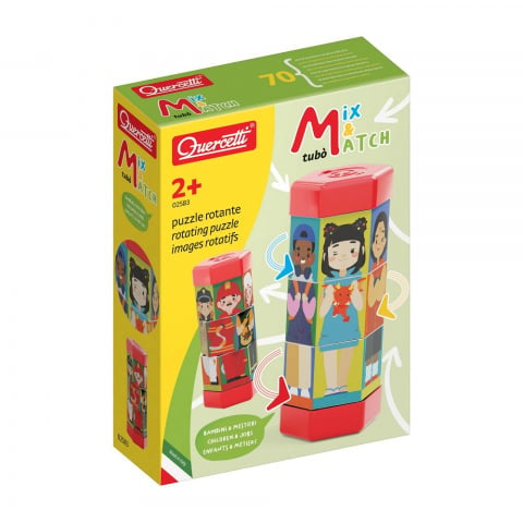 Puzzle rotativ Quercetti Tubo Mix & Match Meserii – cutia puzzle-ului Tubo Mix & Match Meserii