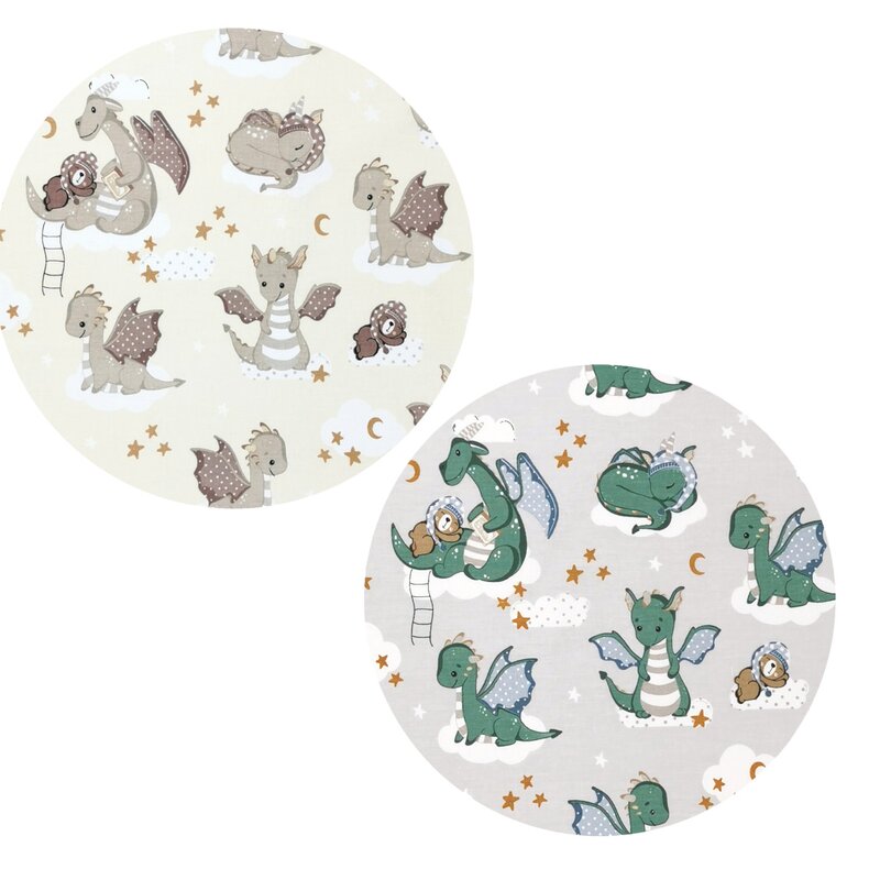Cearceaf cu elastic Qmini 120x60 cm, Dragons Beige – imagine 12