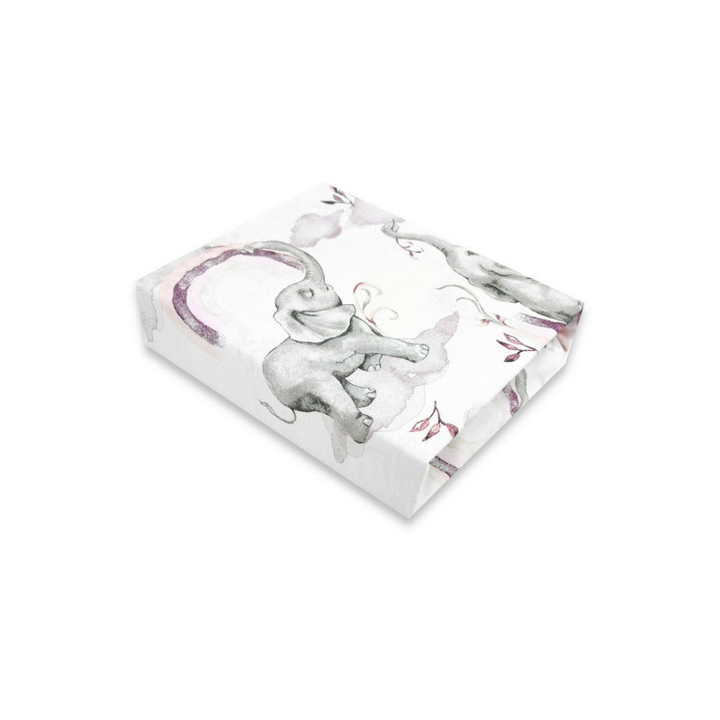Cearceaf cu elastic Qmini 120x60 cm, Elephants on Rainbow Pink – imagine 6