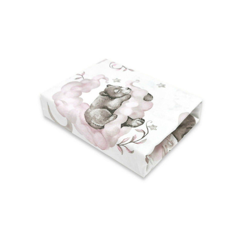 Cearceaf cu elastic Qmini 140x70 cm, Teddy Bear and Friends Pink – imagine 6