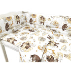 Lenjerie pătuț Qmini Teddy Bear & Friends Beige 120x60 cm, 3 piese – imagine 9