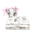 Lenjerie pătuț Qmini Teddy Bear & Friends Pink 140x70 cm, 3 piese – imagine 6