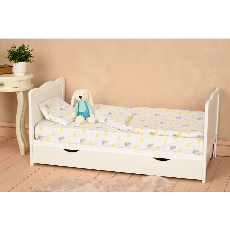 Pătuț din lemn Qmini Julia 120x60 cm, cu sertar, Alb – imagine 15
