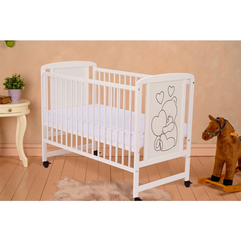 Pătuț din lemn Qmini Timmi Heart 120x60 cm, Alb – imagine 11