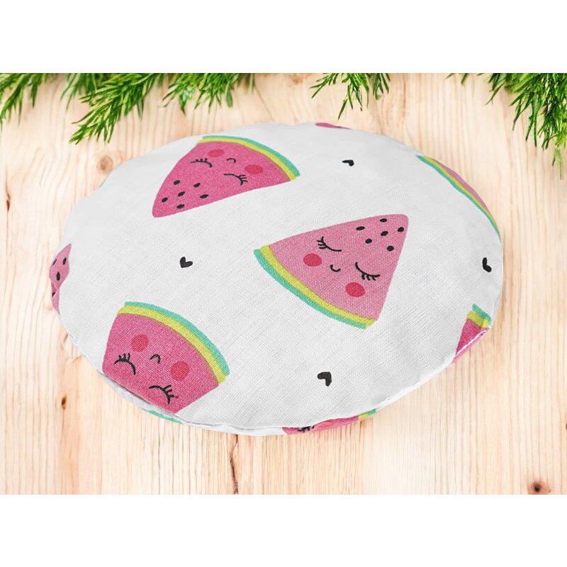 Pernuta anticolici, Qmini, Umpluta cu samburi de cirese, Cu husa din bumbac, Diametru 14 cm, Watermelon