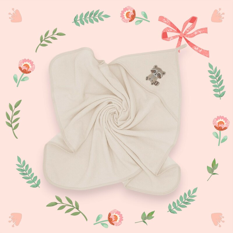 Prosop cu glugă Qmini 80x80 cm, Ecru – imagine 9