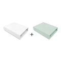 Set 2 cearceafuri cu elastic Qmini 90x50 cm, White and Cold Mint – imagine 4