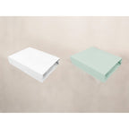 Set 2 cearceafuri cu elastic Qmini 90x50 cm, White and Cold Mint – imagine 5