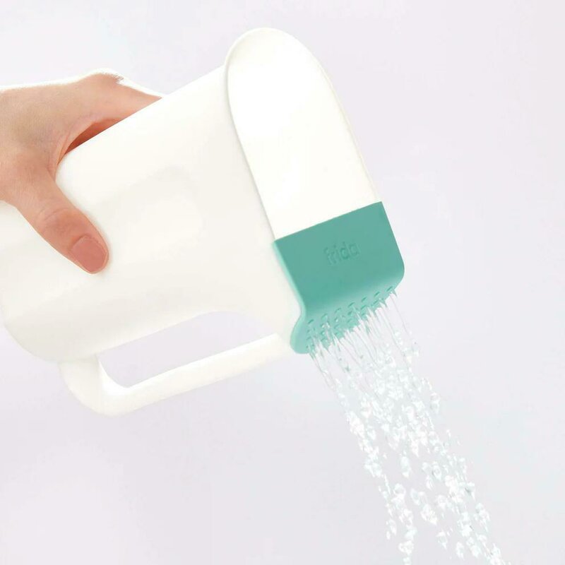 Recipient de clatire, Fridababy, Control The Flow Rinser, 2 moduri de turnare, Protectie ochi si urechi, Maner ergonomic, Compatibila cu masina de spalat vase, Alb