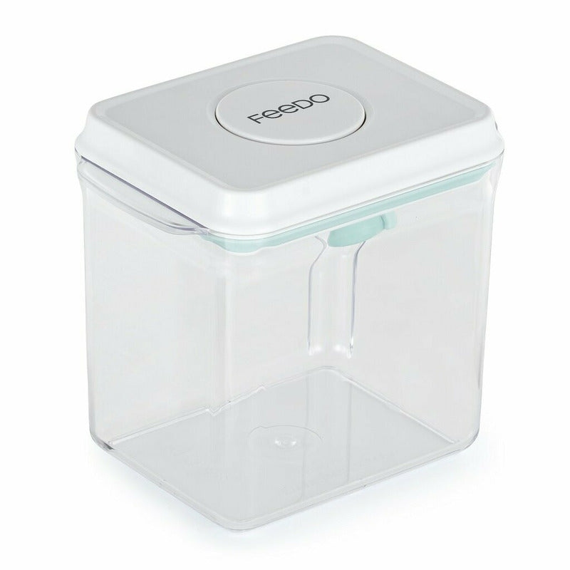 Recipient depozitare lapte praf, Feedo, 1700 ml, Capac etans, Din plastic, Fara BPA, Turcoaz