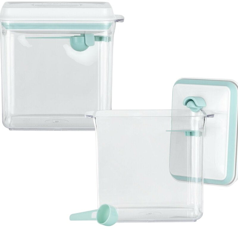 Recipient depozitare lapte praf, Feedo, 1700 ml, Capac etans, Din plastic, Fara BPA, Turcoaz