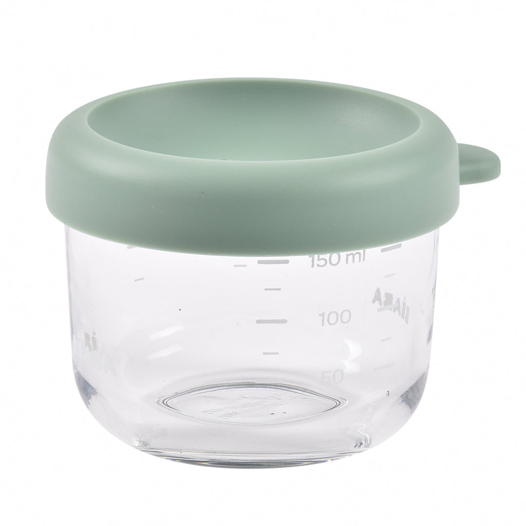 Recipient ermetic din sticla Beaba 150 ml Sage Green / Terracotta