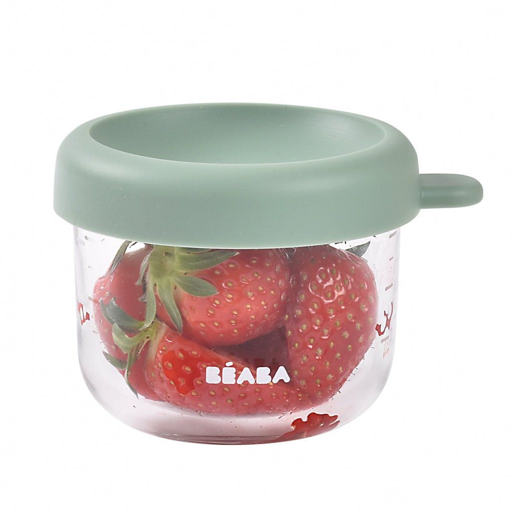 Recipient ermetic din sticla Beaba 150 ml Sage Green / Terracotta
