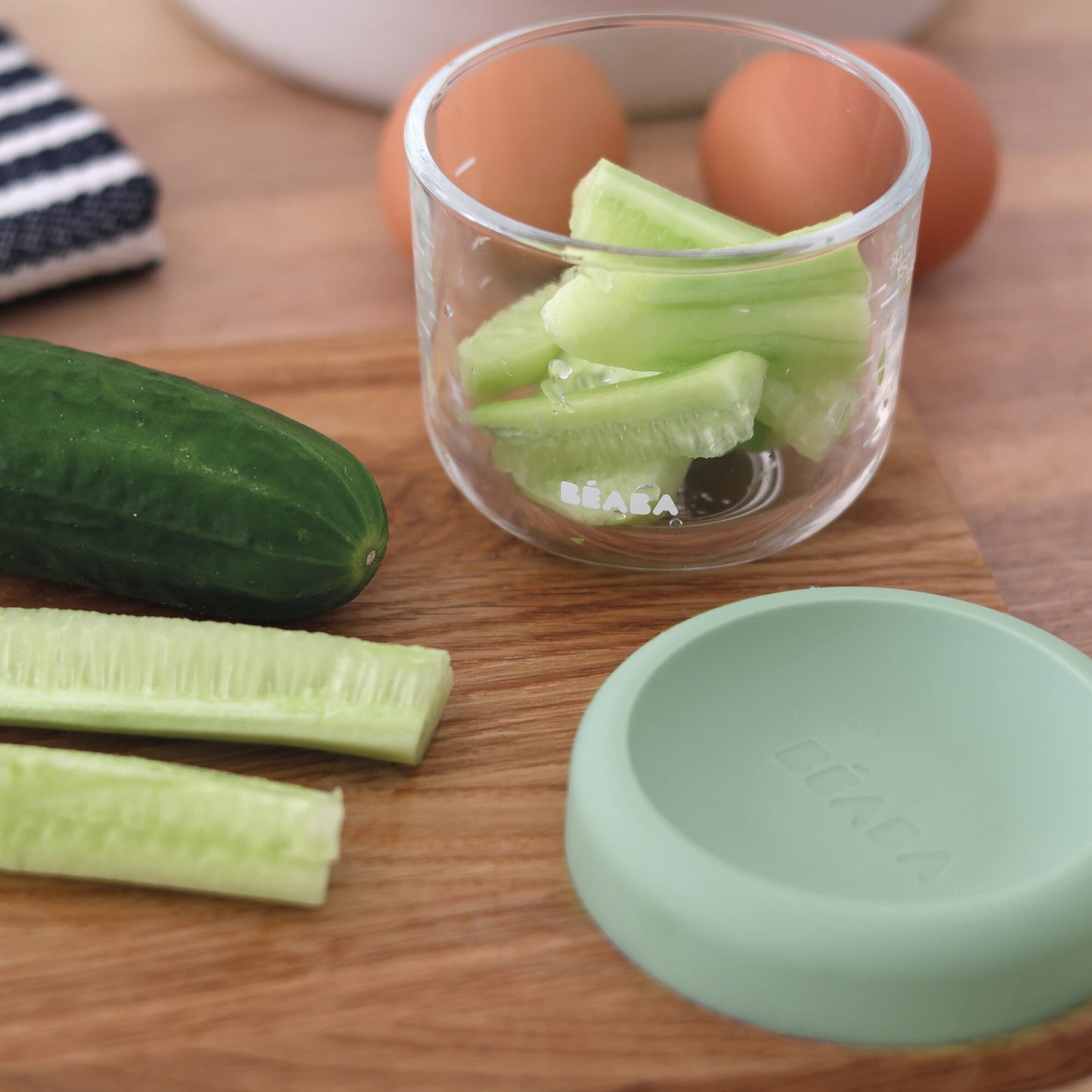 Recipient ermetic sticla Beaba 150 ml Sage Green