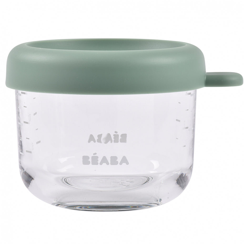 Recipient ermetic din sticla Beaba 150 ml Sage Green / Terracotta