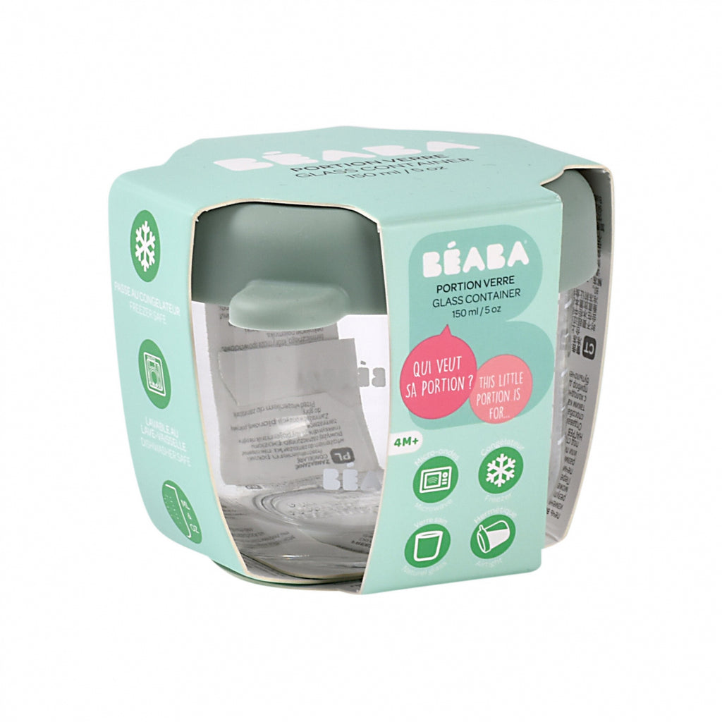 Recipient ermetic din sticla Beaba 150 ml Sage Green / Terracotta
