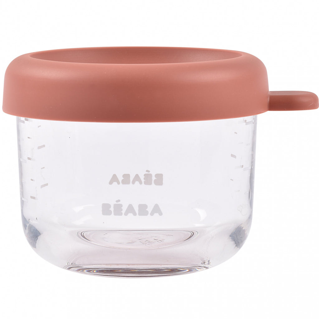 Recipient ermetic din sticla Beaba 150 ml Sage Green / Terracotta