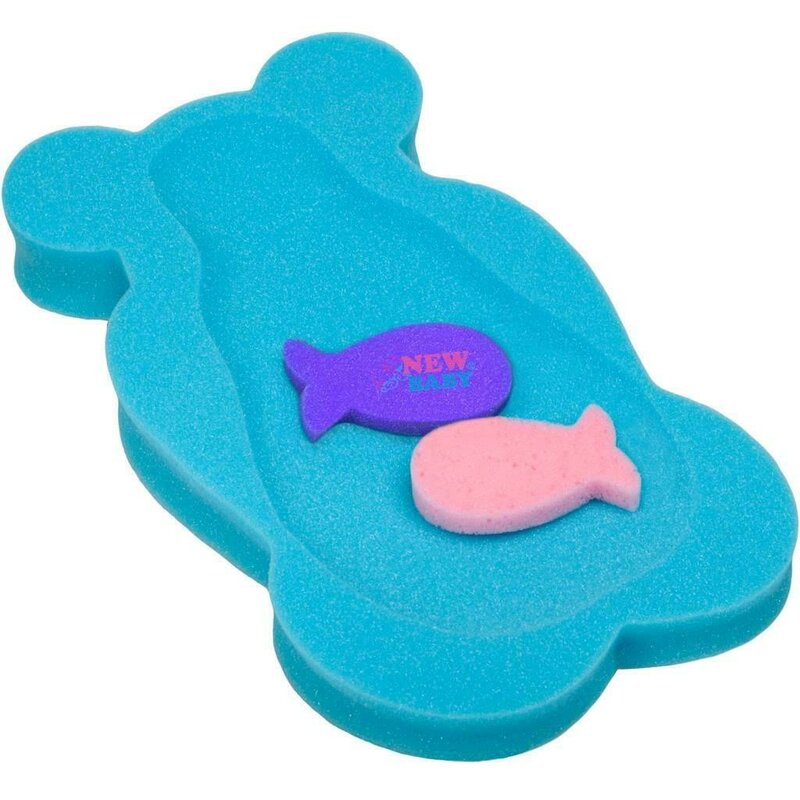 Reductor de baie New Baby Maxi Bear 58 cm, Albastru – reductorul albastru cu două jucării din spumă