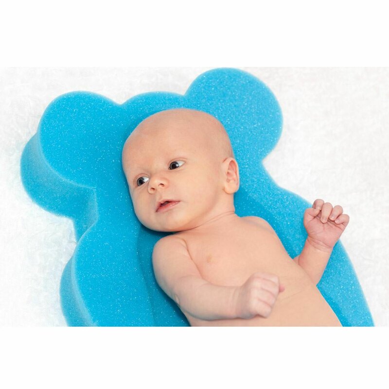 Reductor de baie, New Baby, Maxi, Din burete, 58 cm, Cu jucarii din spuma, Bear Blue