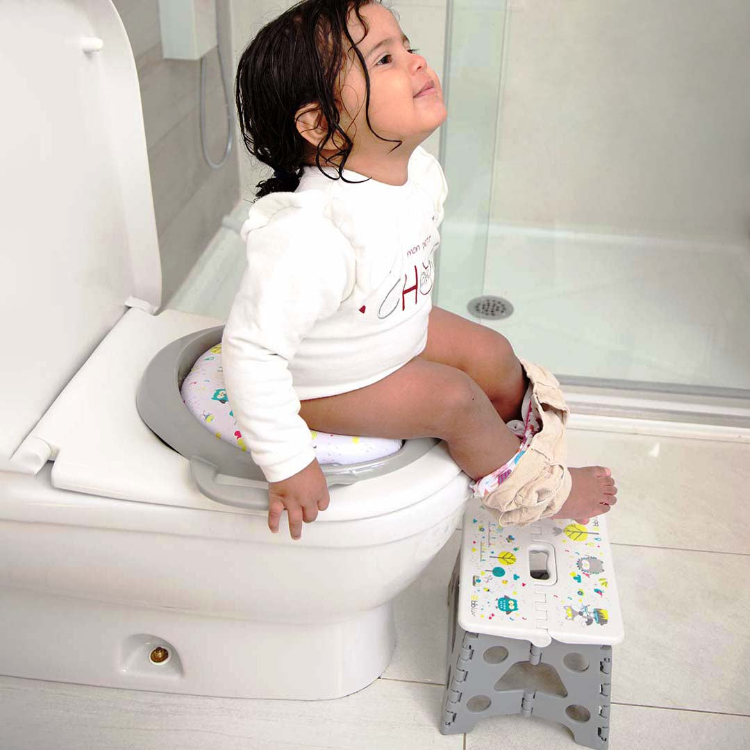 Reductor Toaletă Copii bblüv Poti Grey - Scăunel WC cu Mânere Ergonomice