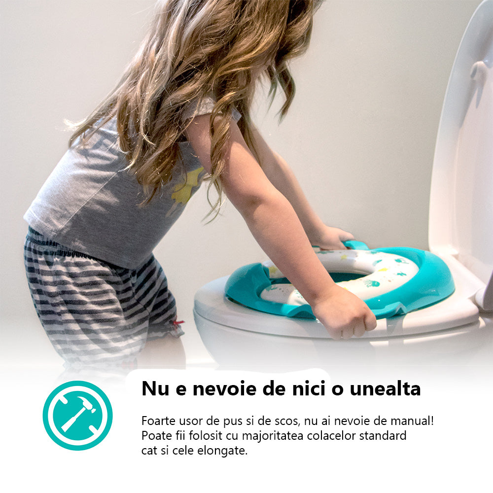 Reductor Toaletă Copii bblüv Poti Lime - Scăunel WC cu Mânere Ergonomice