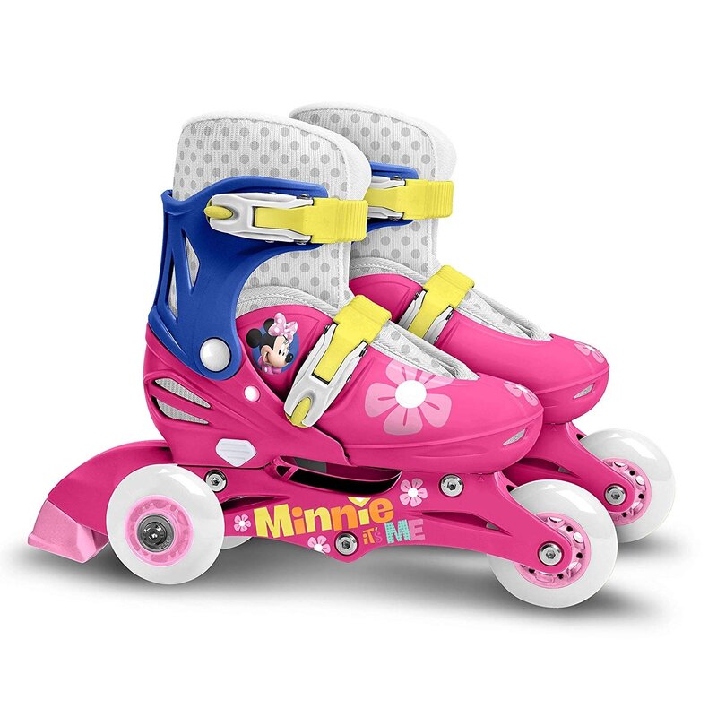 Role evolutive, Stamp, Disney, De la incepator la avansat, Cu 3 roti, Ajustabile, Inchidere prin velcro, Cu frana, Marime 27-30, Minnie Mouse